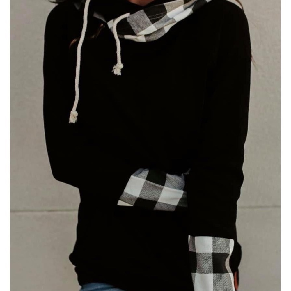 Plaid doublehood sweatshirt